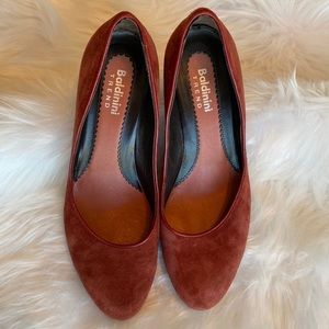Baldinini Trend Rust Suede Wedge Pump